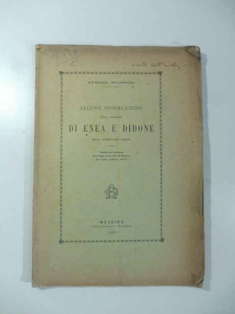 Alcune osservazioni sulla leggenda di Enea e Didone nella letteratura romana